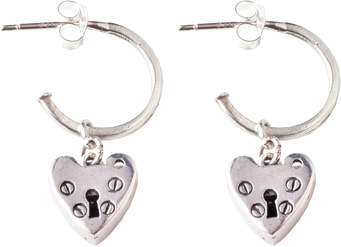 Heart Earings Silver - Tilly Sveaas Silver Heart Hoop Earrings (1000x1000), Png Download