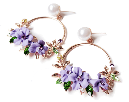 Simulated Pearl & Flower Summer Earings - Pearl (600x600), Png Download