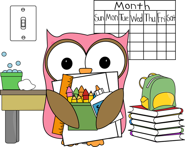 Classroom Job Clip Art Classroom - Owl School Clip Art (600x476), Png Download