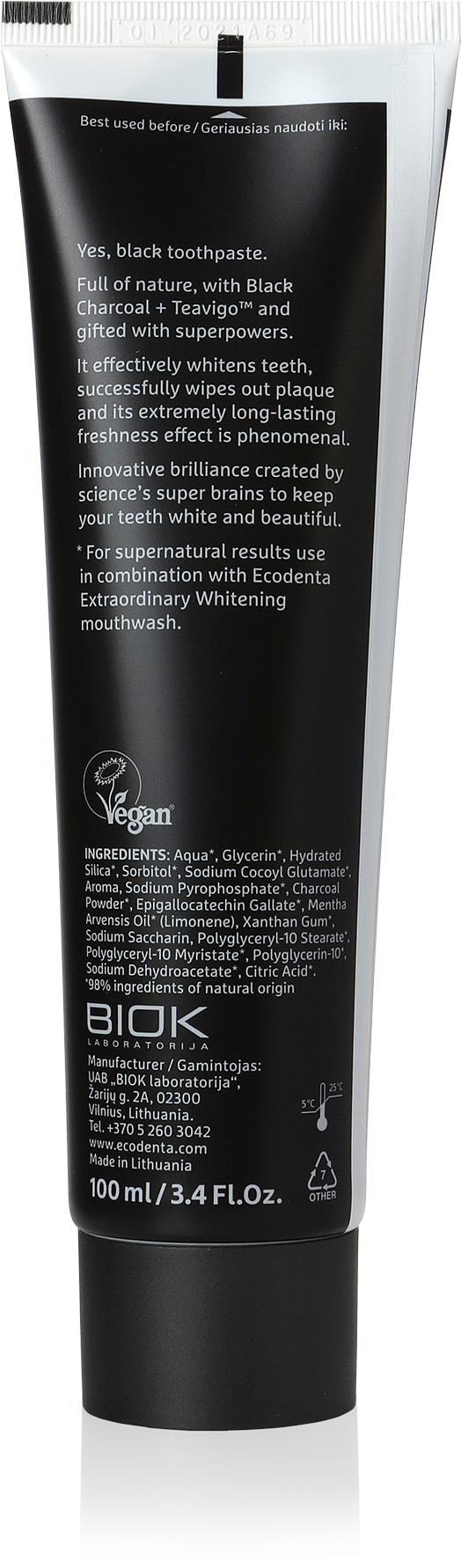 4770001336991 Ecodenta Black Tubele Antra Puse 1534245302 - Sunscreen (900x1940), Png Download