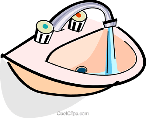 Sink With Running Water Royalty Free Vector Clip Art - Sink Clip Art (480x388), Png Download