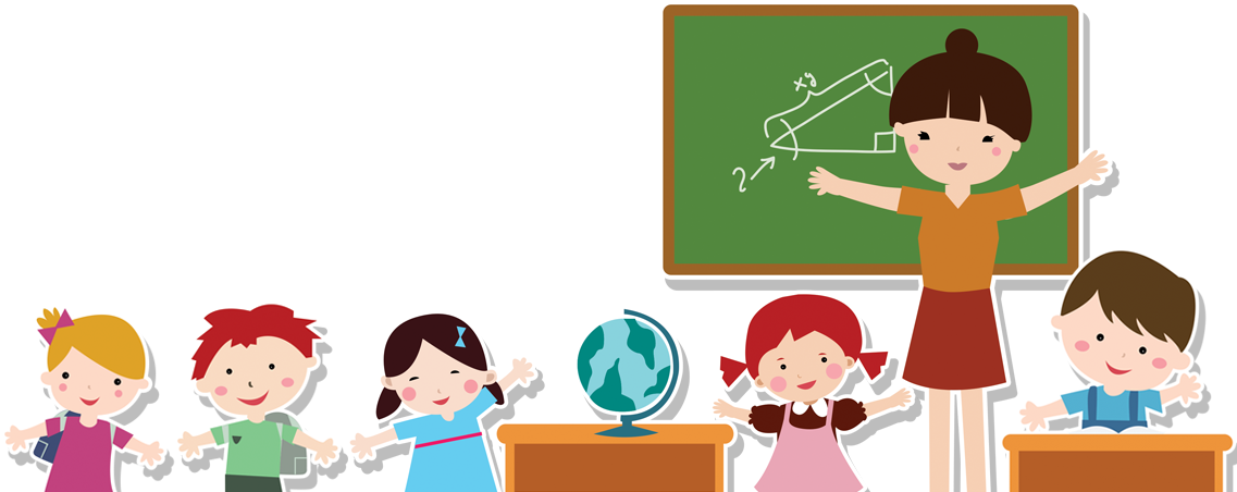 Student Teacher Cartoon - Teacher And Students Png (1137x452), Png Download
