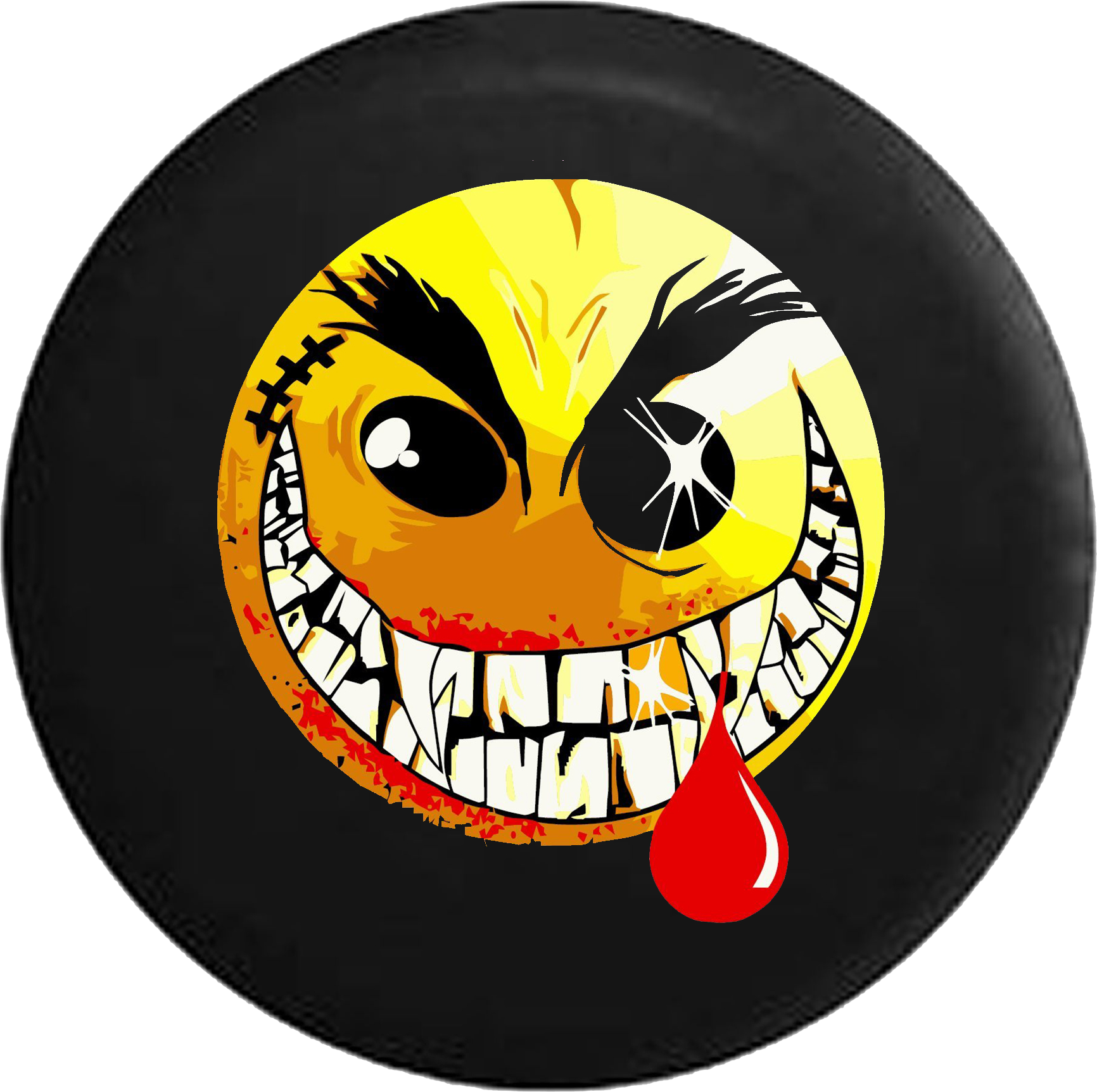 Evil Crazy Smiley Face Dripping Blood Jeep Camper Spare - Crazy Smiley (1732x1725), Png Download