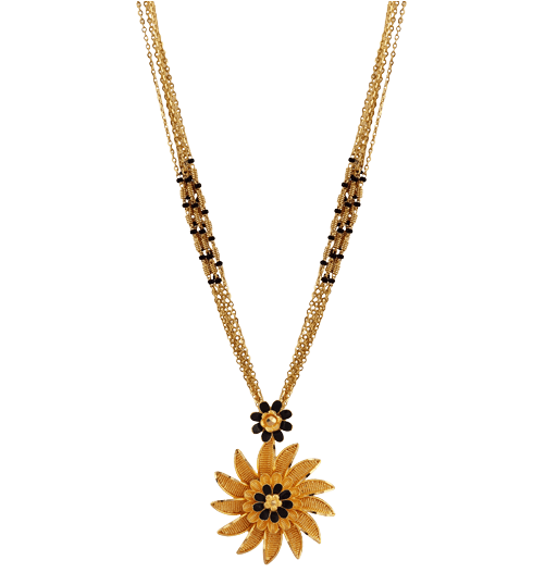 Sunflower Mangalsutra Designs In Gold - Latest Mangalsutra Designs In Gold With Price (500x565), Png Download