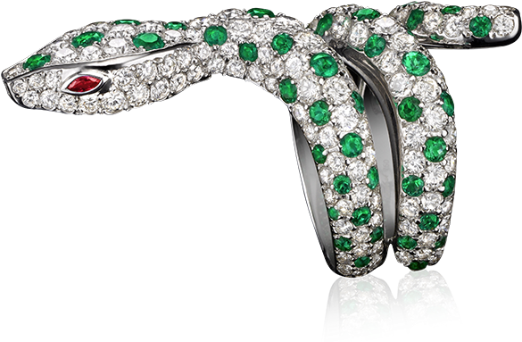 Divine Serpent Spotted Ring - Serpent Ring Diamond (597x446), Png Download