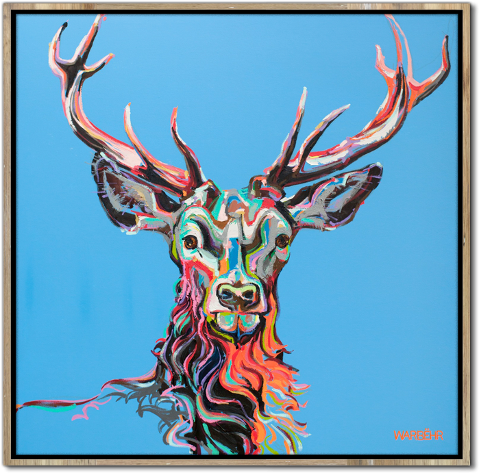 Buck On Blue Art Print - Reindeer (737x737), Png Download