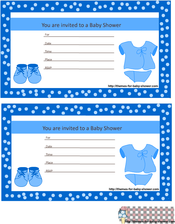 Blue Baby Shower Invitations 5 - Baby Shower (612x792), Png Download