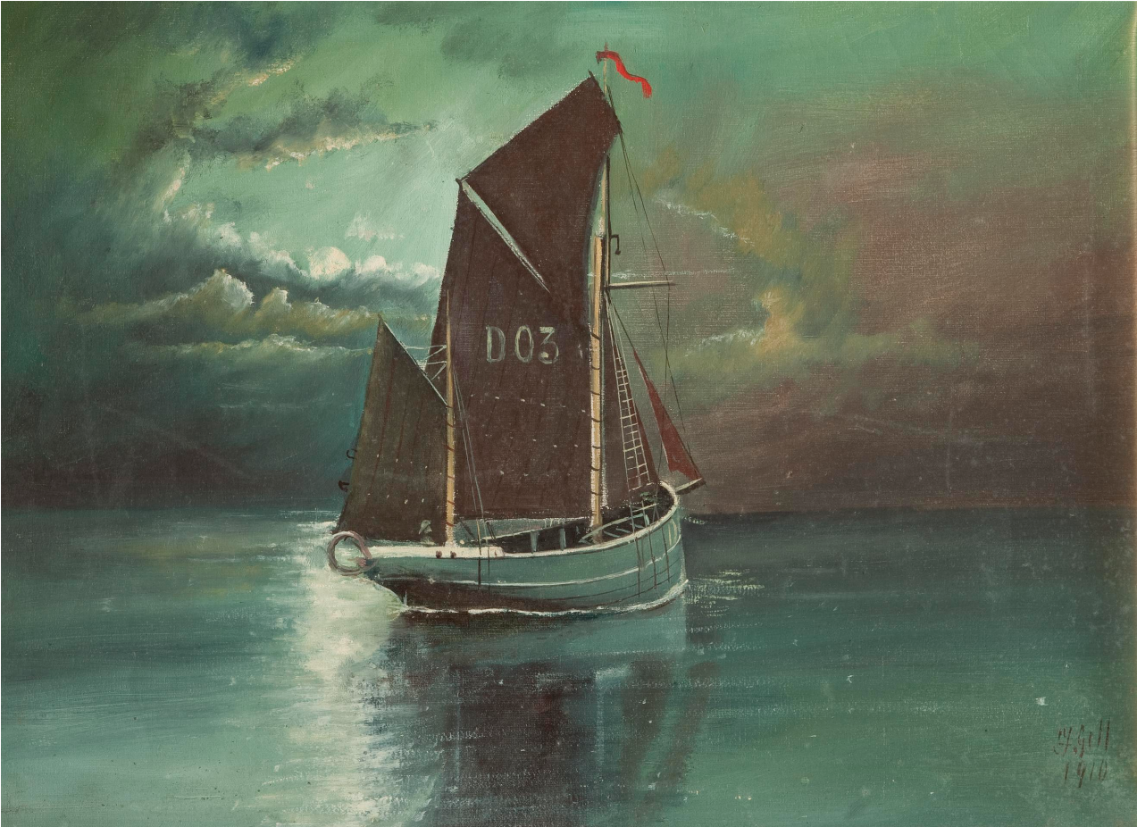 Gill, Manx Fishing Boat, 1910 (1903x925), Png Download