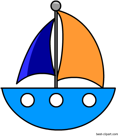 Free Orange And Blue Sail Boat Clip Art Image - Blue Boats Clip Art (450x450), Png Download