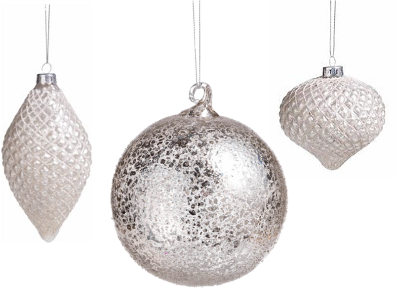 Christmas Ornaments - Antique Silver Round Ornaments, Large, Set Of 12, Holiday (803x590), Png Download