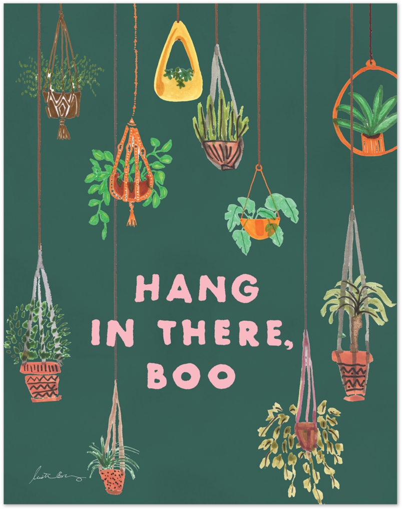 Hang In There Boo Art Print By Justina Blakeney® - Hang In There Boo Plants (1024x1024), Png Download