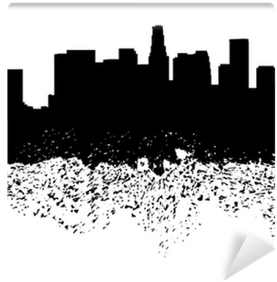 Los Angeles Skyline Grunge Silhouette Illustration - Los Angeles Skyline With Perspective T Pillow Case (400x400), Png Download