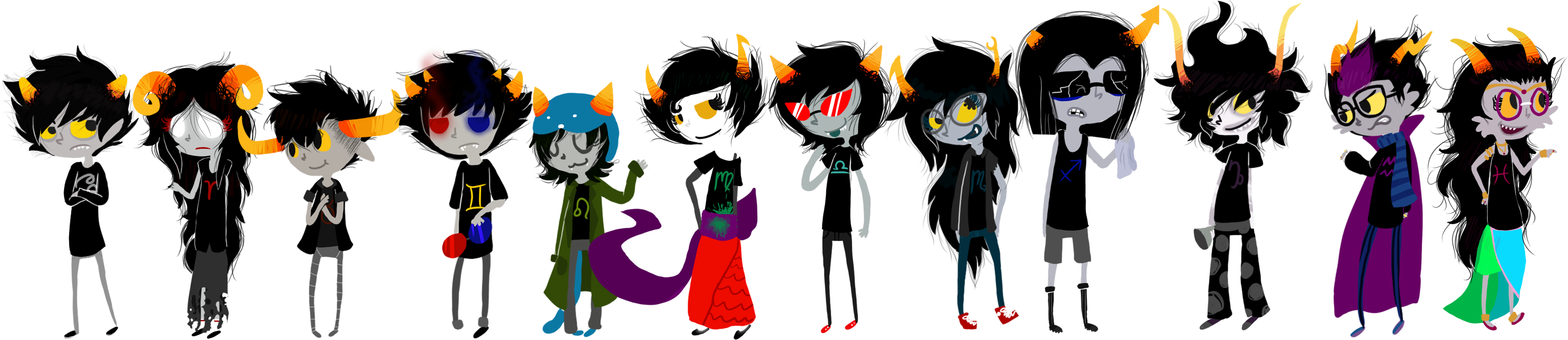 With Homestuck Trolls Sollux Skin Art Themes Wallpaper - Trolls With Glasses Homestuck (4300x1000), Png Download