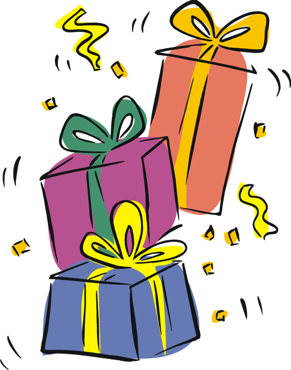 Picture Black And White Download Birthday Present Clip - Birthday Gifts Clip Art (590x750), Png Download