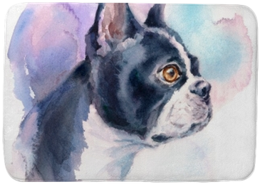 Watercolor Dog Boston Terrier Portrait - Design House Canvas Hand Painted Frenchie 60cm X 80cm (400x400), Png Download