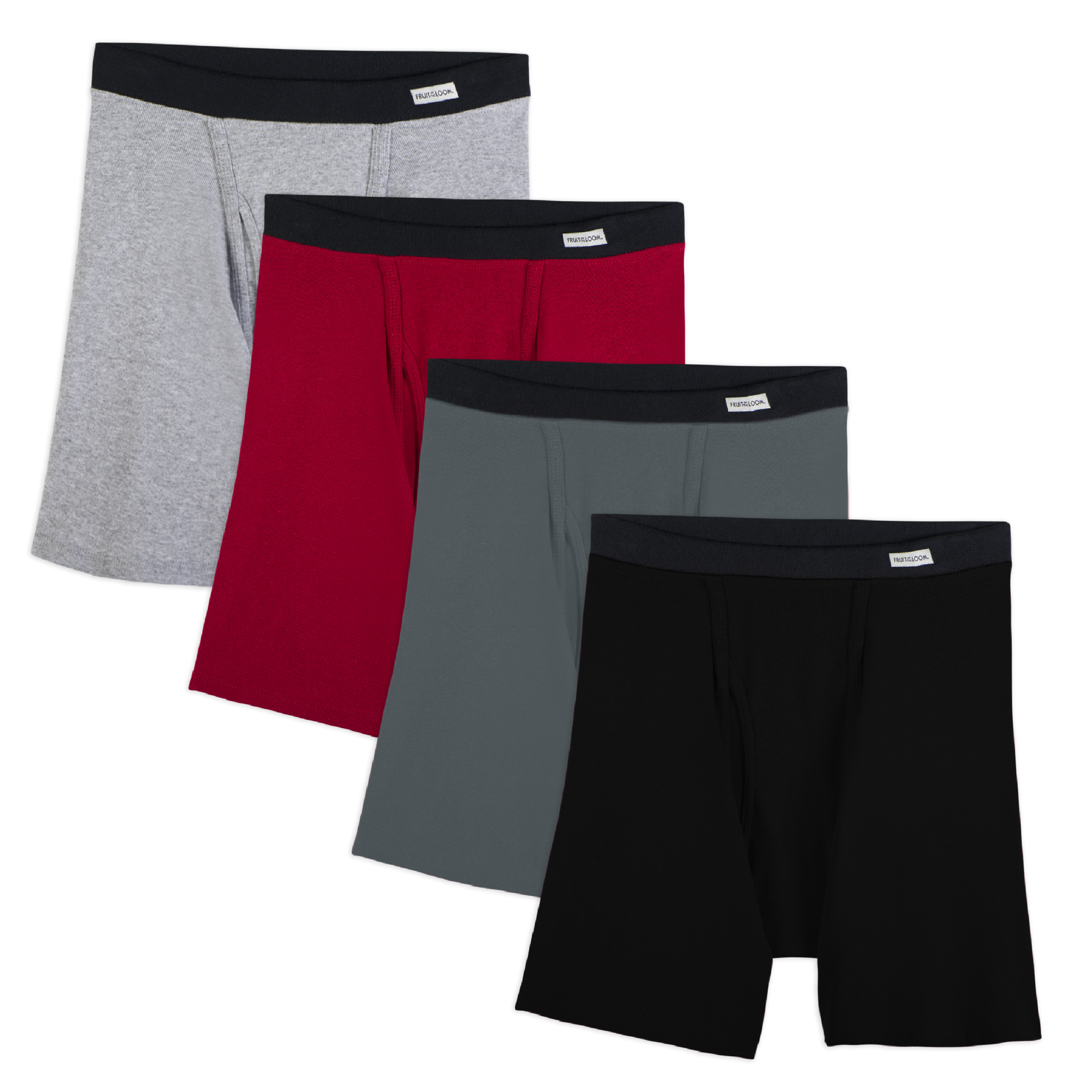 Big Men's Soft Covered Waistband Boxer Briefs, 4 Pack - Fruit Of The Loom Men's Boxer Briefs (2232x2768), Png Download