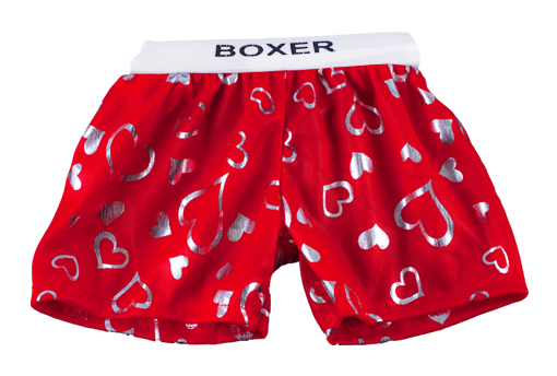 Red Heart Boxers - Red Satin Heart Boxer Teddy Bear Clothes Fit 36cm - (520x600), Png Download