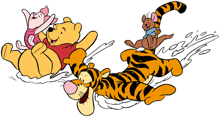Tiger Print Clipart Tigger - Winnie The Pooh Sliding (696x372), Png Download