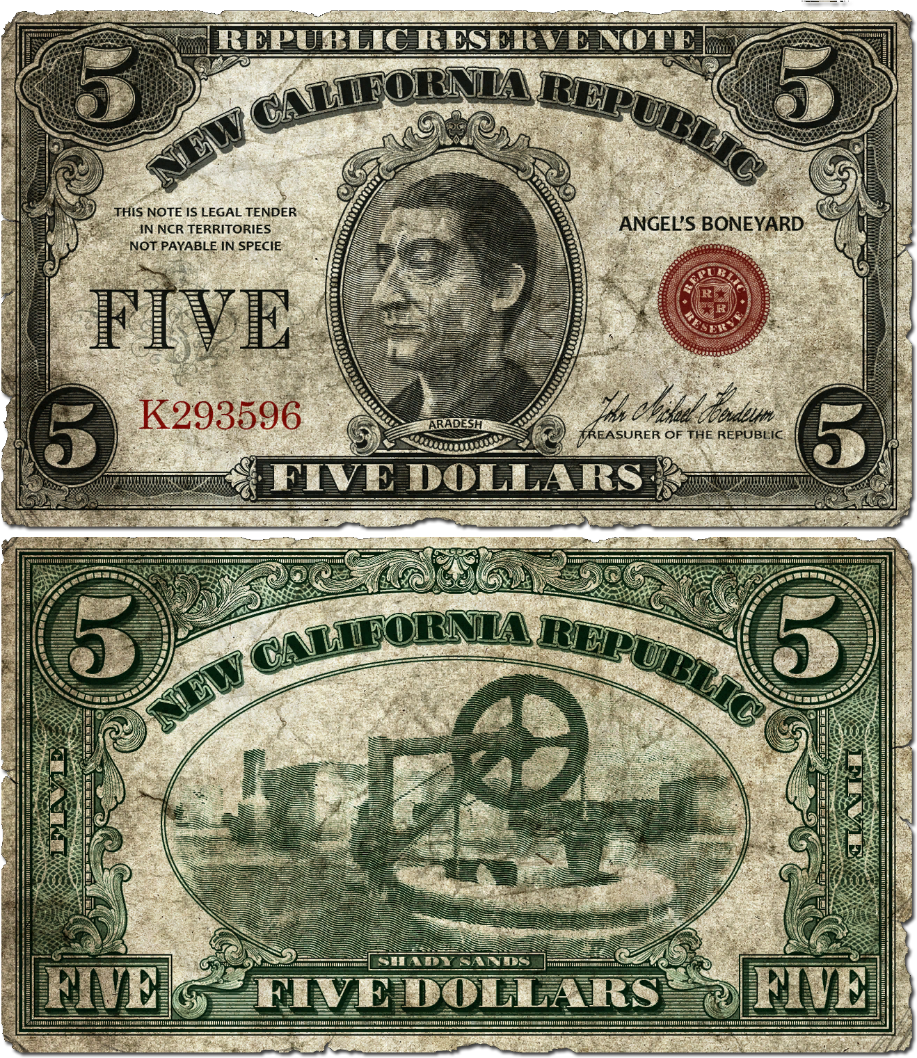 $5 Ncr - New California Republic Money (1400x1600), Png Download
