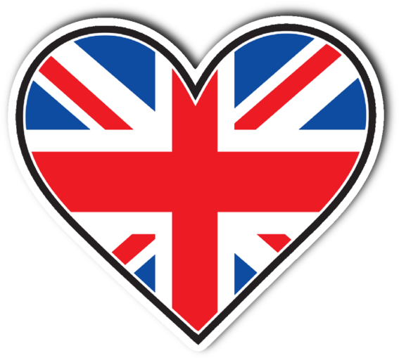 British Flag Union Jack Heart Vinyl Die Cut Sticker - England In Heart (600x600), Png Download