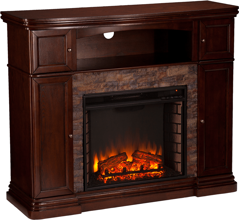 Crestshire Faux Stone Electric Media Fireplace - Black (1000x1000), Png Download