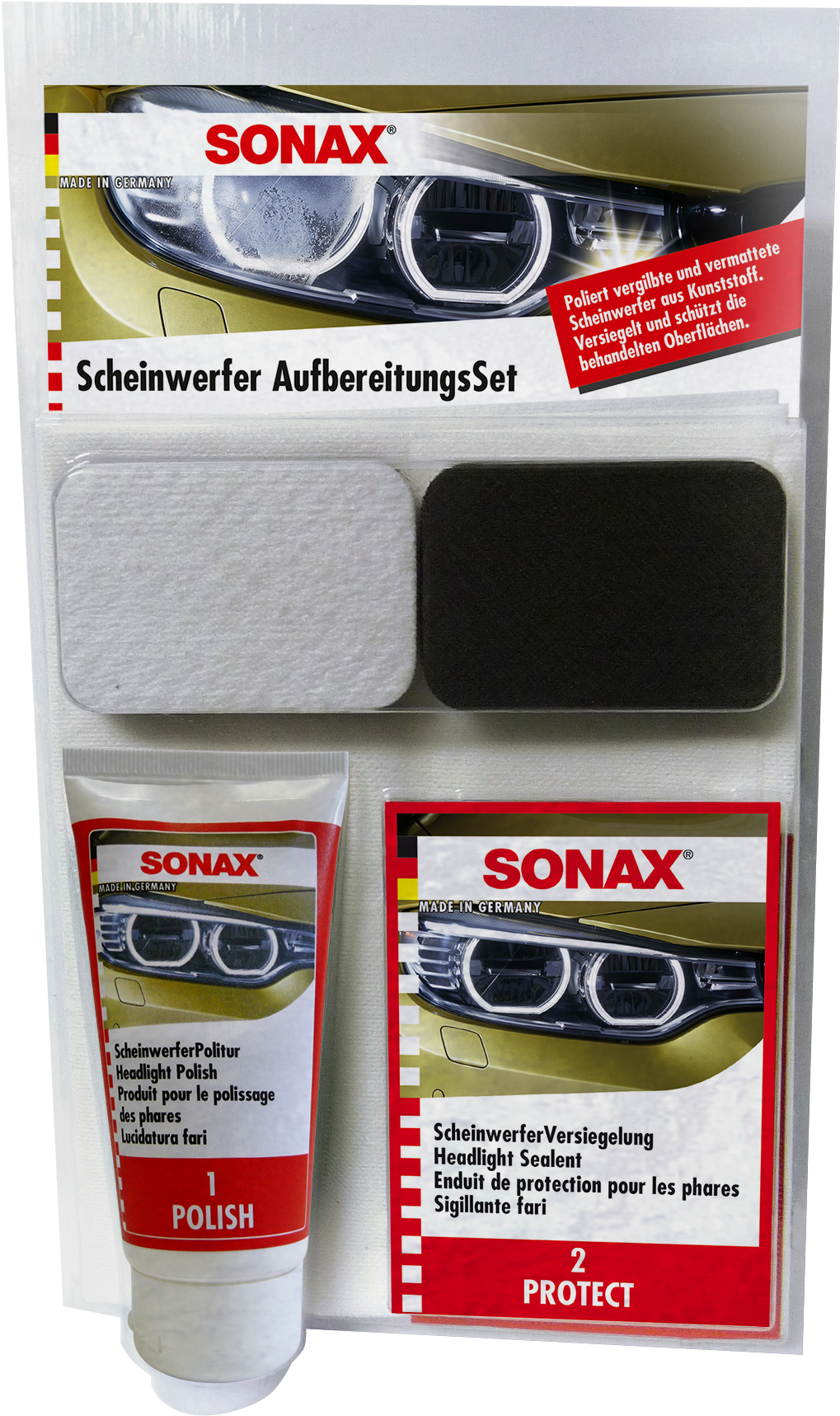 The Sonax Headlight Restoration Kit - Sonax Headlight Restoration Kit (1070x1772), Png Download