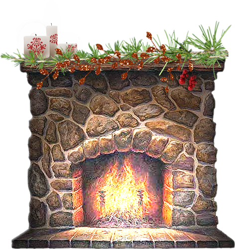 Christmas Fireplace Clipart Png (472x500), Png Download