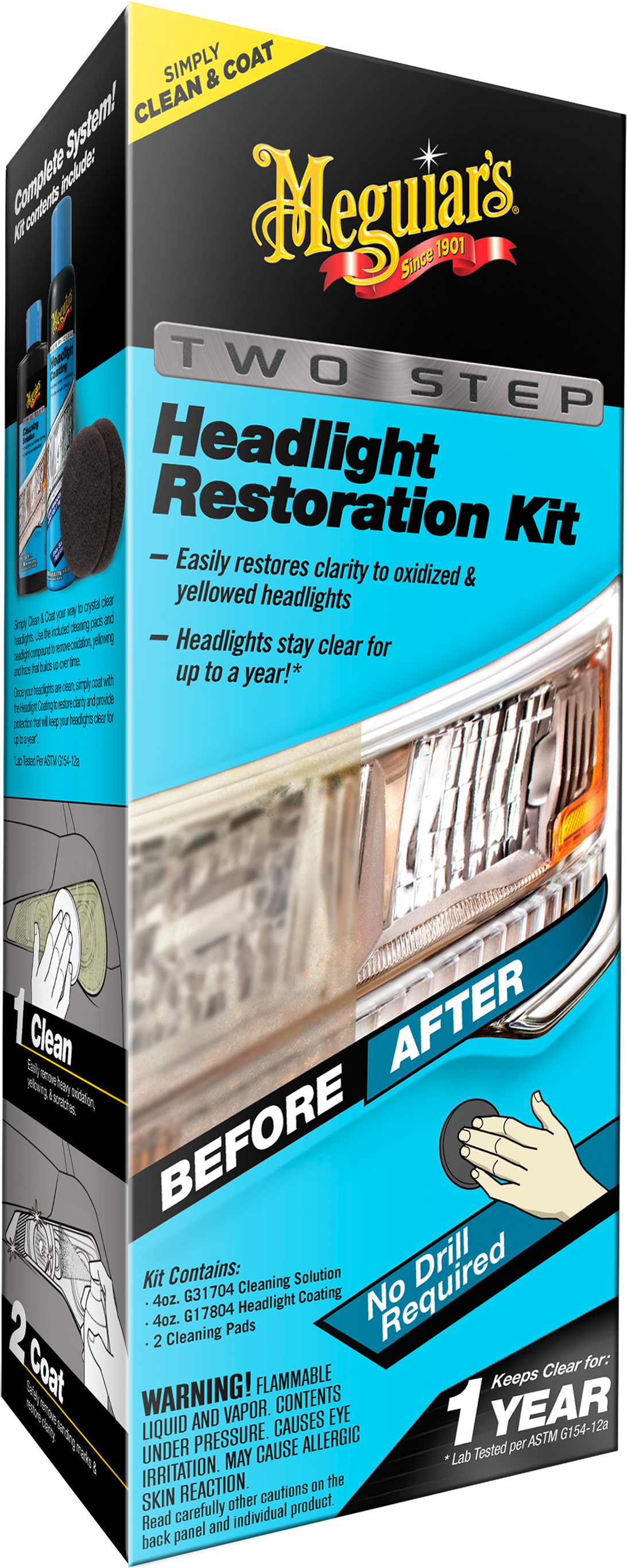 Meguiar's® Two-step Headlight Restoration Kit - Meguiar's G2980 Heavy Duty Headlight Restoration Kit (3000x3000), Png Download