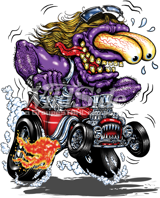 Purple Monster Red Hot Rod - Purple Monster Racerback Cartoon Hot Rod Muscle Car (675x675), Png Download