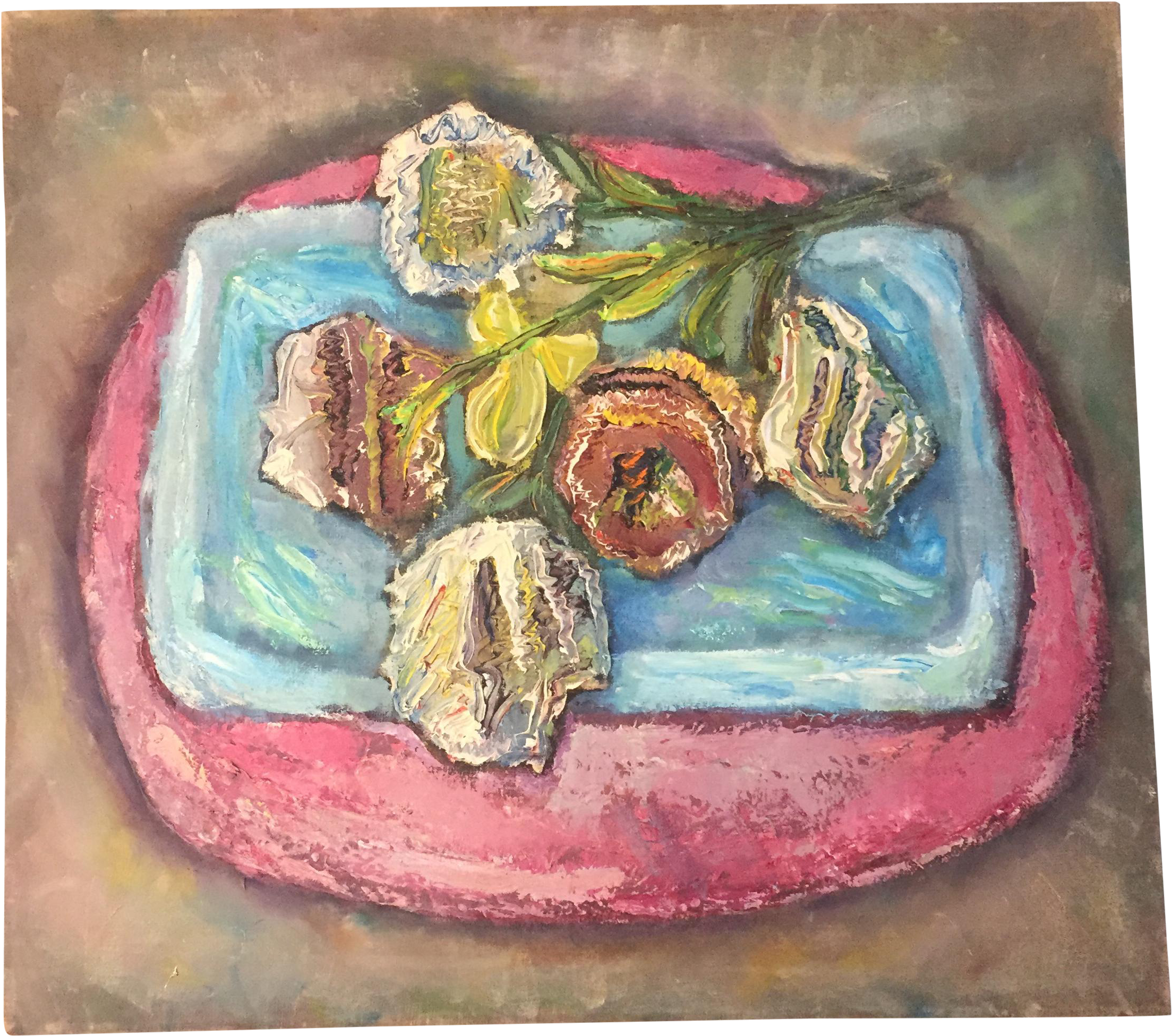 Pastels Drawing Still Life Vintage Modernist Original - Painting (2451x2167), Png Download