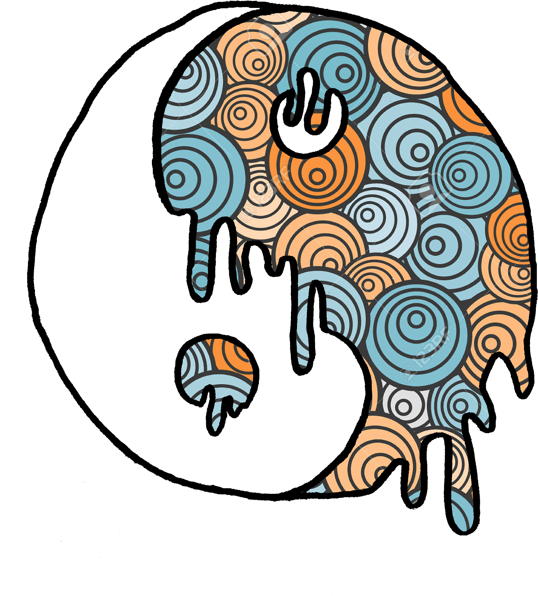 Blue/orange Trippy Yin Yang - Mini Doodles - Patterns [book] (1024x1212), Png Download