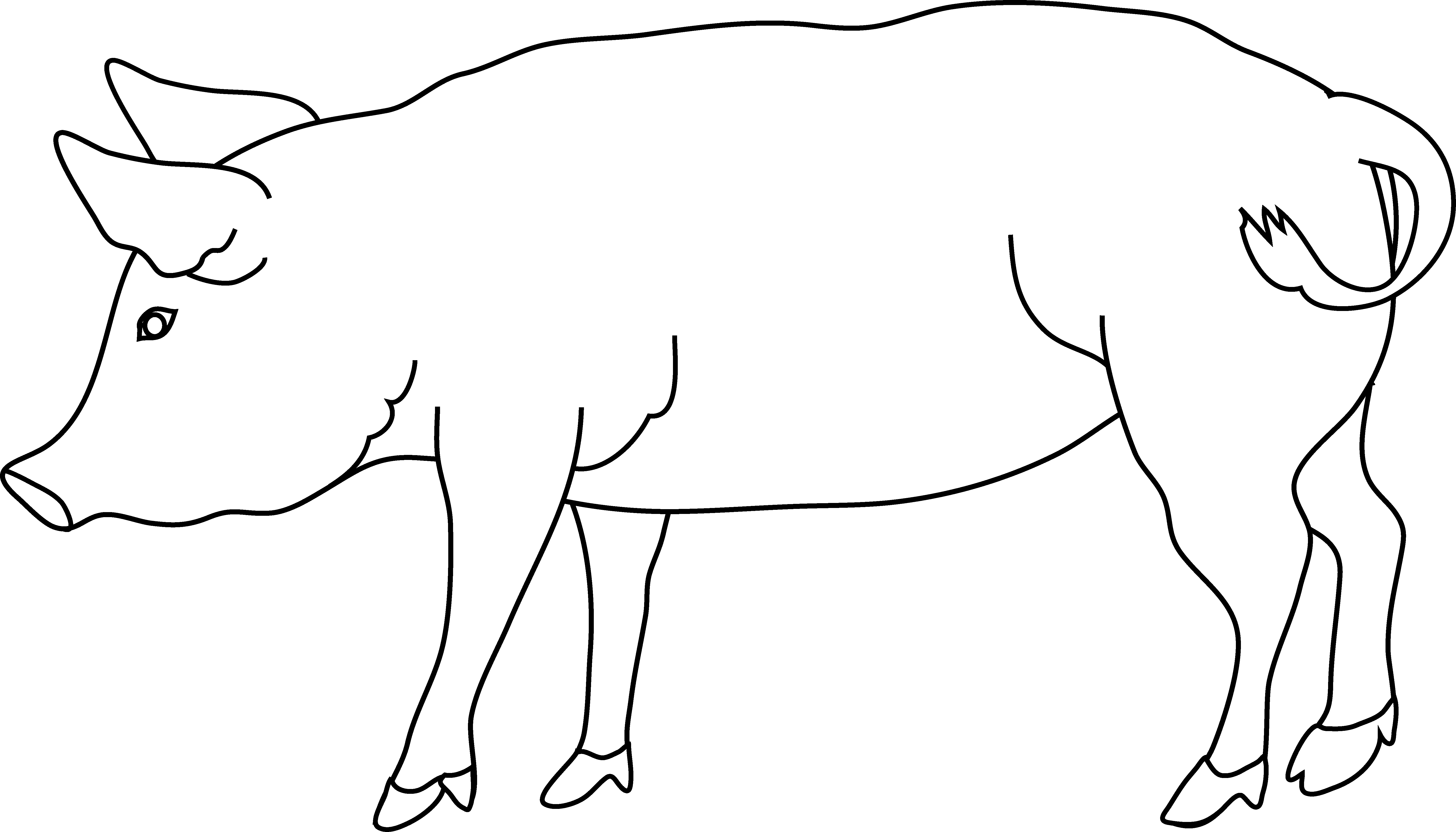 Pig Coloring Page - Pig Head Black & White Clipart (6363x3636), Png Download