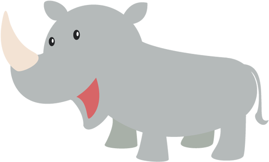 Clipart Royalty Free Download Happy Cartoon Designshop - Cartoon Rhino No Background (550x340), Png Download
