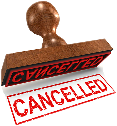 Cancelled Rubber Stamp (411x442), Png Download
