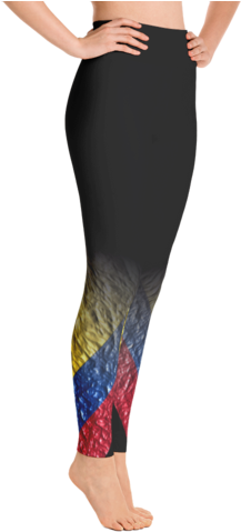 Women's Black "organic Colombia Flag" Yoga Pants - Venezuelan Leggings (500x500), Png Download