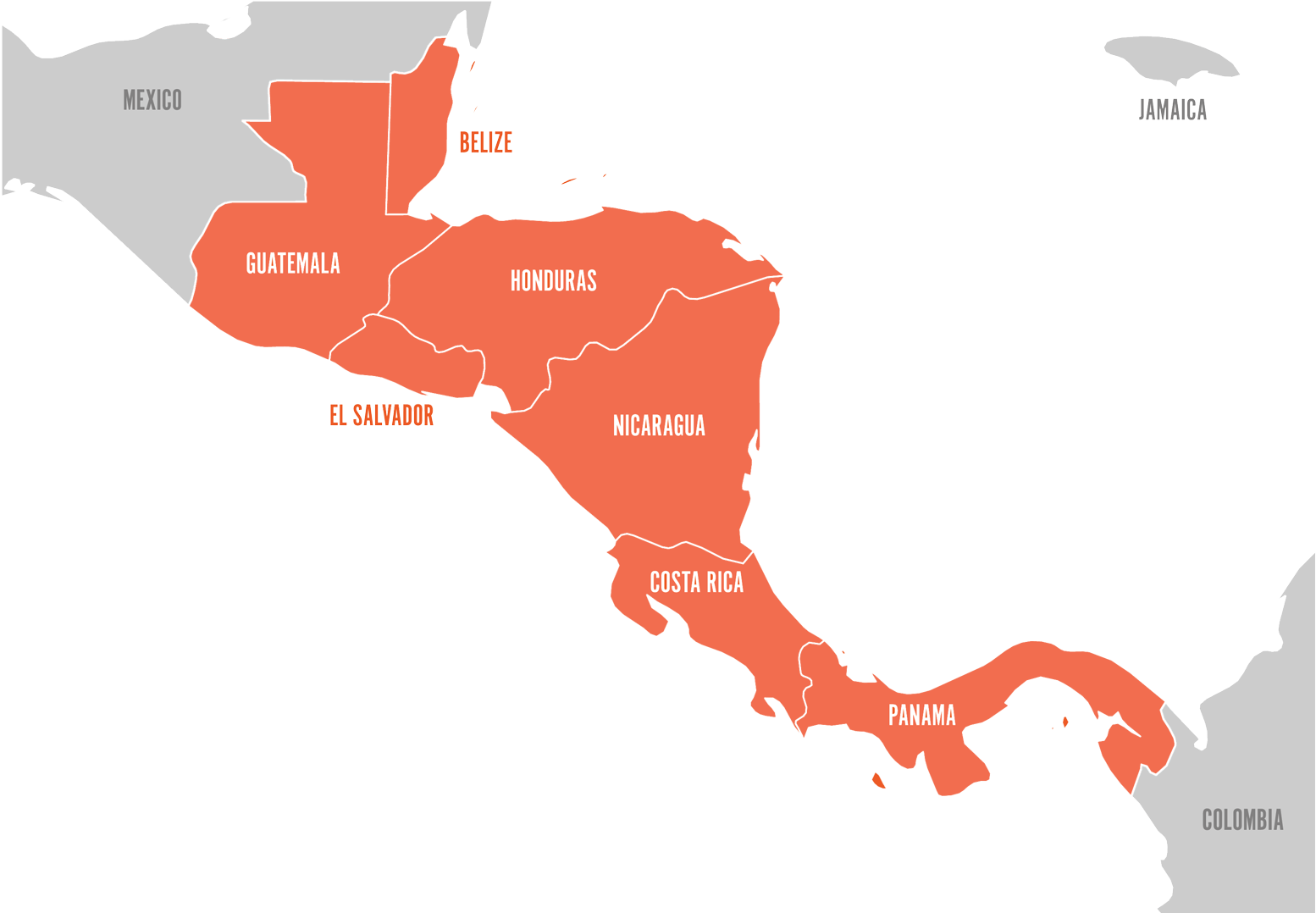 Central America Map Png - Central Spanish Speaking Countries In Latin America (2100x1077), Png Download