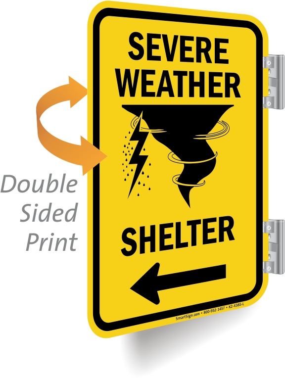 Severe Weather Shelter Left Arrow Double Sided Sign - Myparkingsign Caution Watch For Vehicles Exiting Garage (582x800), Png Download