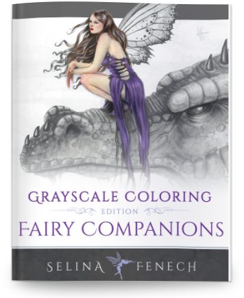 Fairy Companions Grayscale Edition - Fairy Companions - Grayscale Coloring Edition (368x450), Png Download