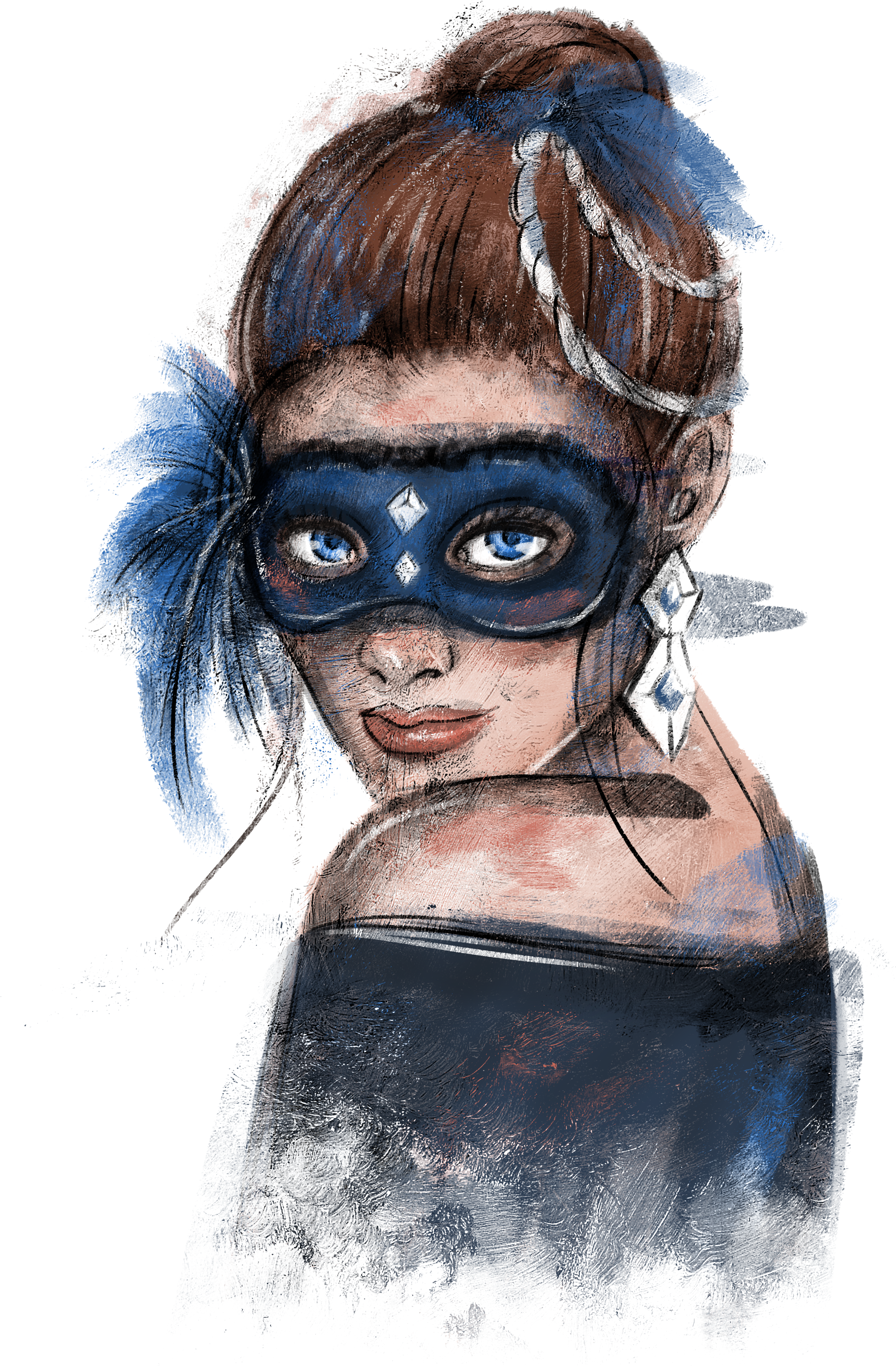 Dame Met Masker In Blauw (3508x4961), Png Download
