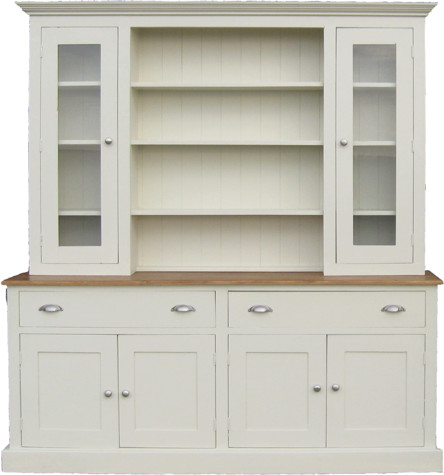 Glazed Two Door Kitchen Dresser Larger Image - Kitchen (1591x1628), Png Download