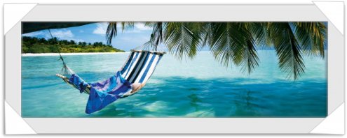 #818 - Poster Encadré: Plages - Hamac A L'ombre Des Cocotiers (500x500), Png Download