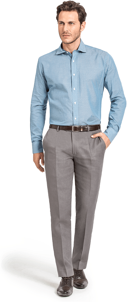 Men Linen Pants - Man In Pant Shirt (550x1188), Png Download
