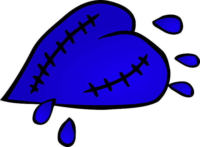 Blue, Heart, Love, Half, Broken, Hearts - Broken Hearts (640x471), Png Download