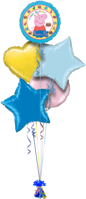 Birthday Cake Peppa Pig Birthday Balloon - Peppa Pig Happy Birthday Round Foil Balloon Inflated (286x686), Png Download
