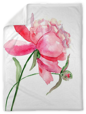 Beautiful Peony Flower, Watercolor Painting Plush Blanket - Watercolor Flower Drawing (400x400), Png Download