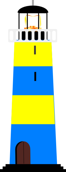 Yellow And Blue Lighthouse Svg Clip Arts 228 X 592 (228x592), Png Download
