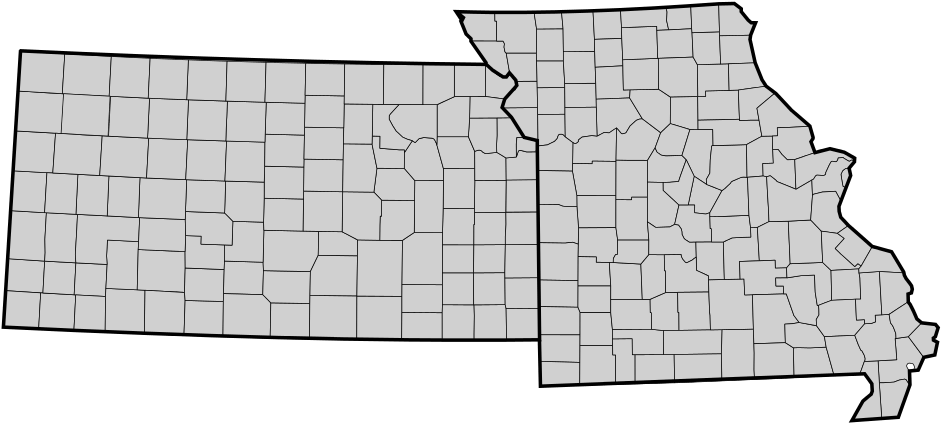 Kansas Missouri State Outlines (1024x706), Png Download