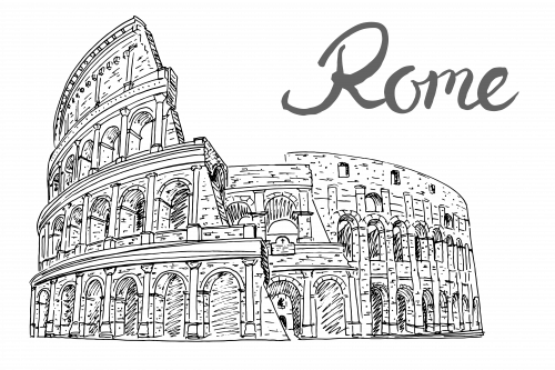 Rome Sketch Clipart Colosseum Roman Forum Sketch - Rome (500x333), Png Download