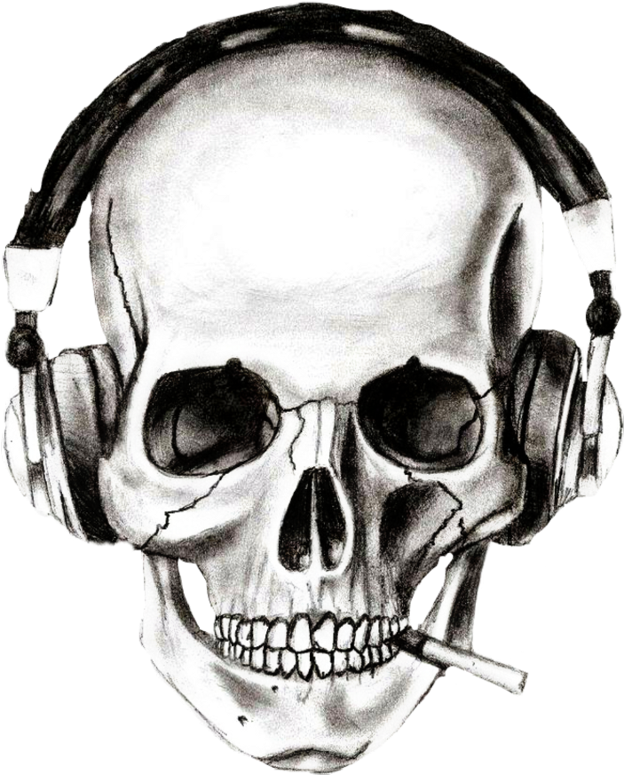 Skull Smoke Headphones Music Dj (1024x1024), Png Download