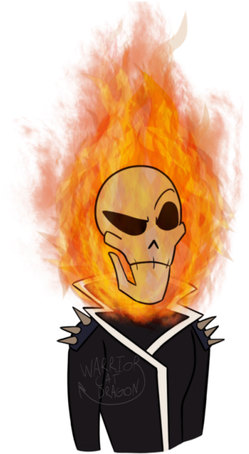 Drew @squigglydigglydoo's Re-imagined Ghost Rider - Flame (463x750), Png Download